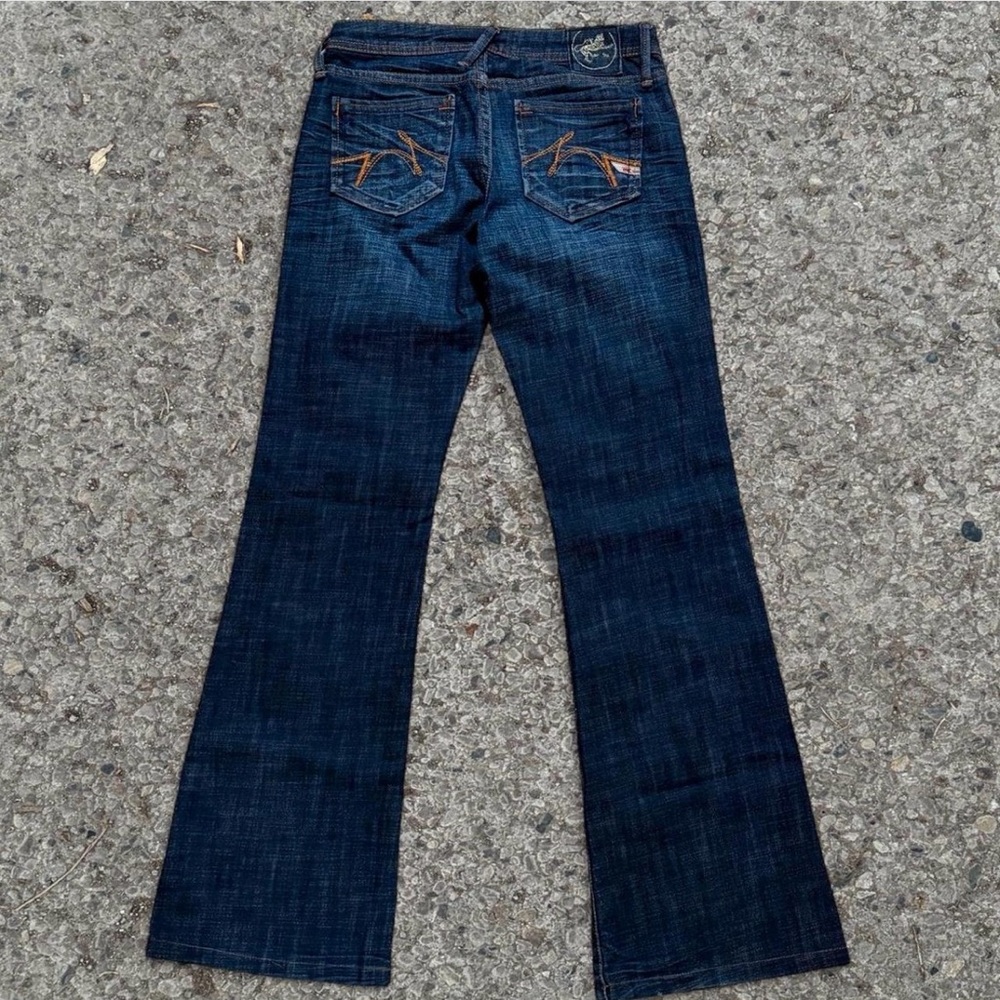 Vintage 2000s Y2K Low Rise Dark Washed Blue Flare Parasuco Jeans